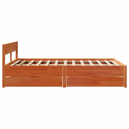 Bed Frame without Mattress Wax Brown 150x200 cm King Size Solid Wood Pine