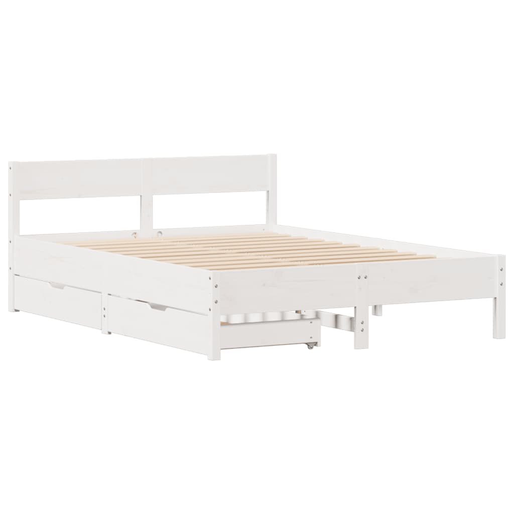 Bed Frame without Mattress White 140x200 cm Solid Wood Pine