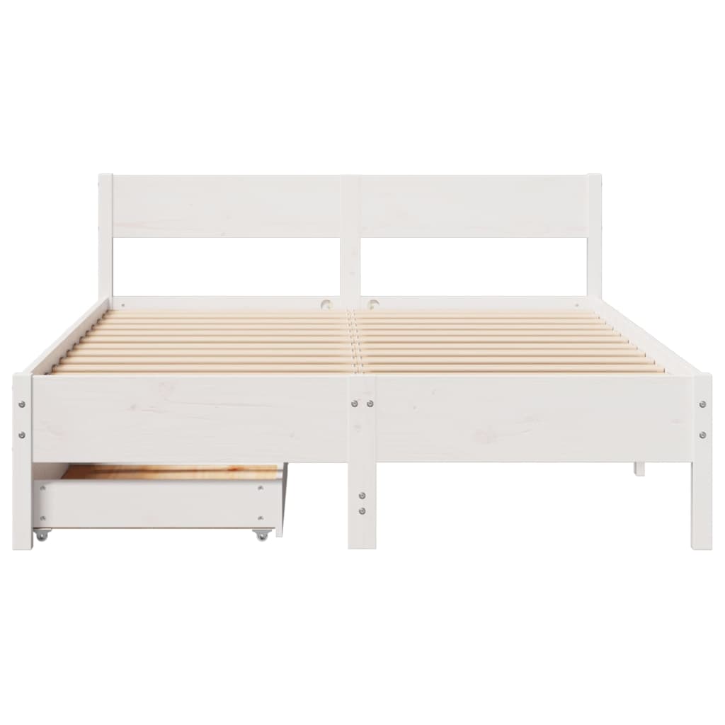 Bed Frame without Mattress White 140x200 cm Solid Wood Pine