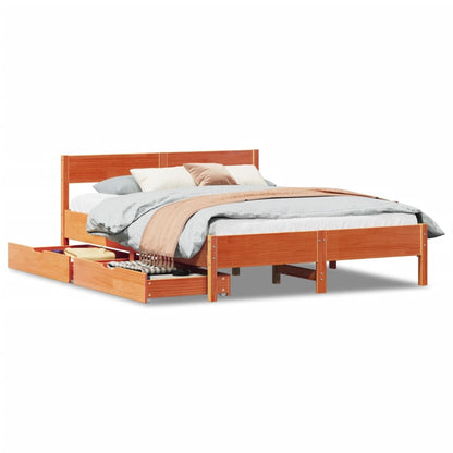 Bed Frame without Mattress Wax Brown 140x200 cm Solid Wood Pine