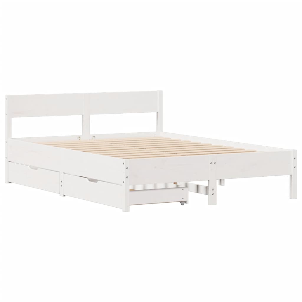 Bed Frame without Mattress White 120x200 cm Solid Wood Pine