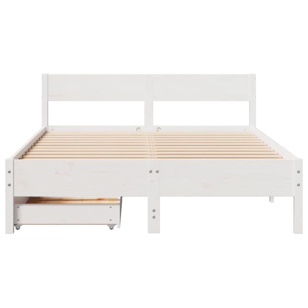 Bed Frame without Mattress White 120x200 cm Solid Wood Pine