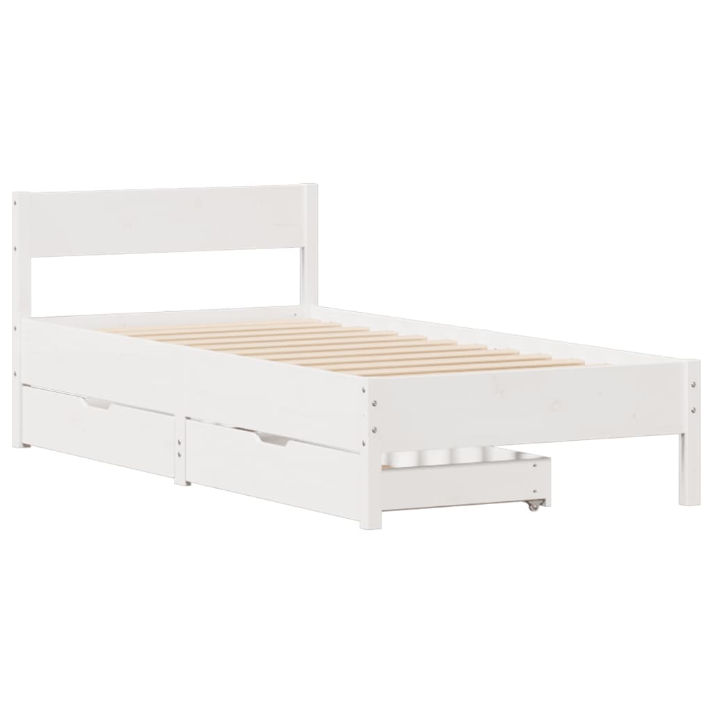 Bed Frame without Mattress White 100x200 cm Solid Wood Pine