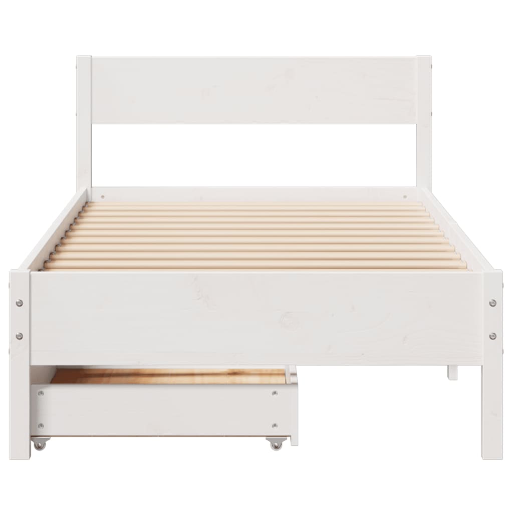 Bed Frame without Mattress White 100x200 cm Solid Wood Pine