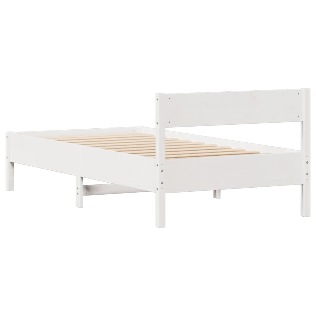 Bed Frame without Mattress White 100x200 cm Solid Wood Pine