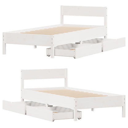 Bed Frame without Mattress White 100x200 cm Solid Wood Pine