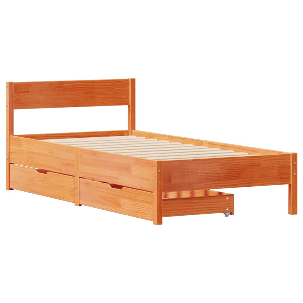 Bed Frame without Mattress Wax Brown 100x200 cm Solid Wood Pine