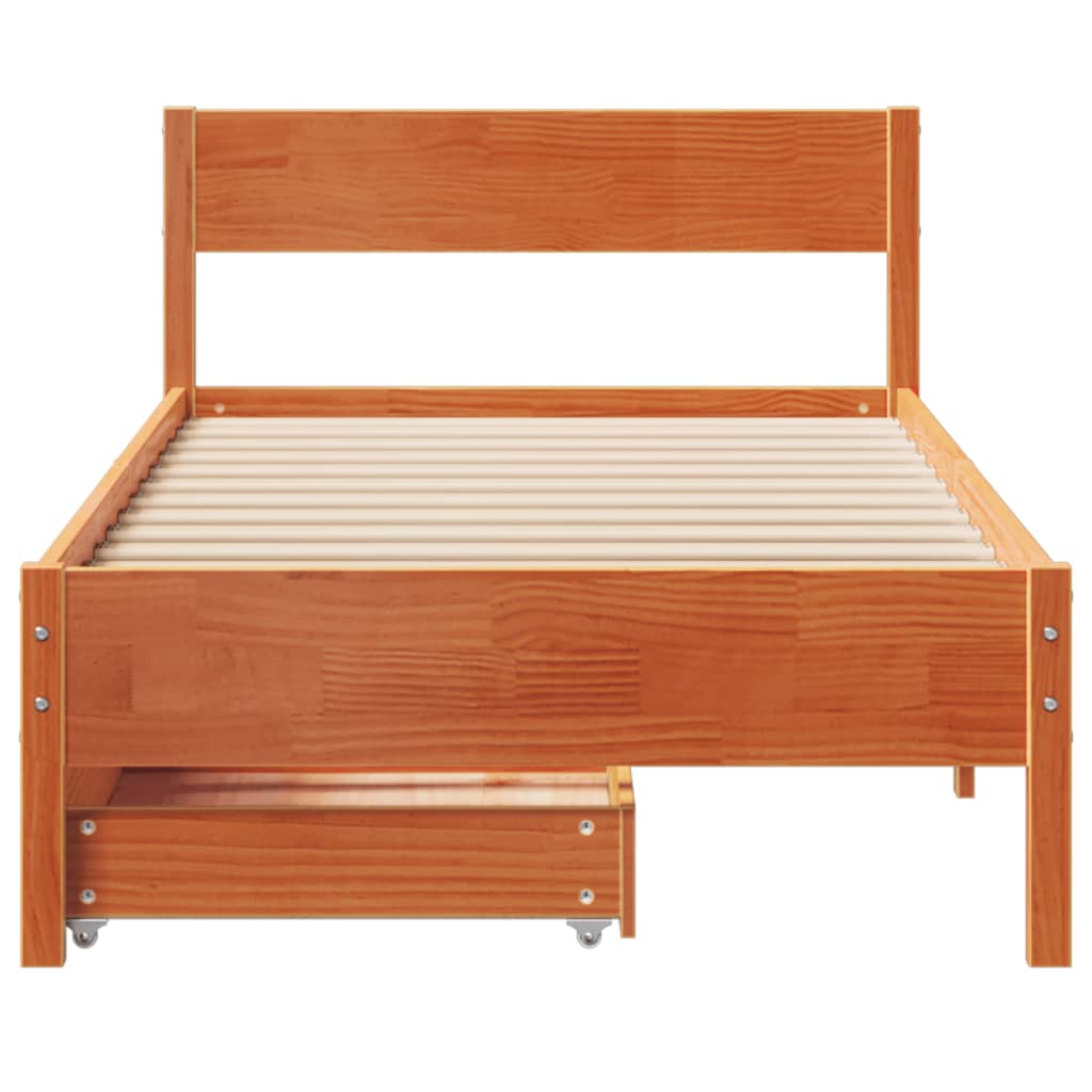 Bed Frame without Mattress Wax Brown 100x200 cm Solid Wood Pine