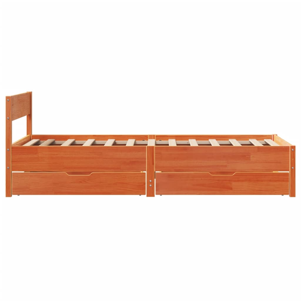 Bed Frame without Mattress Wax Brown 100x200 cm Solid Wood Pine