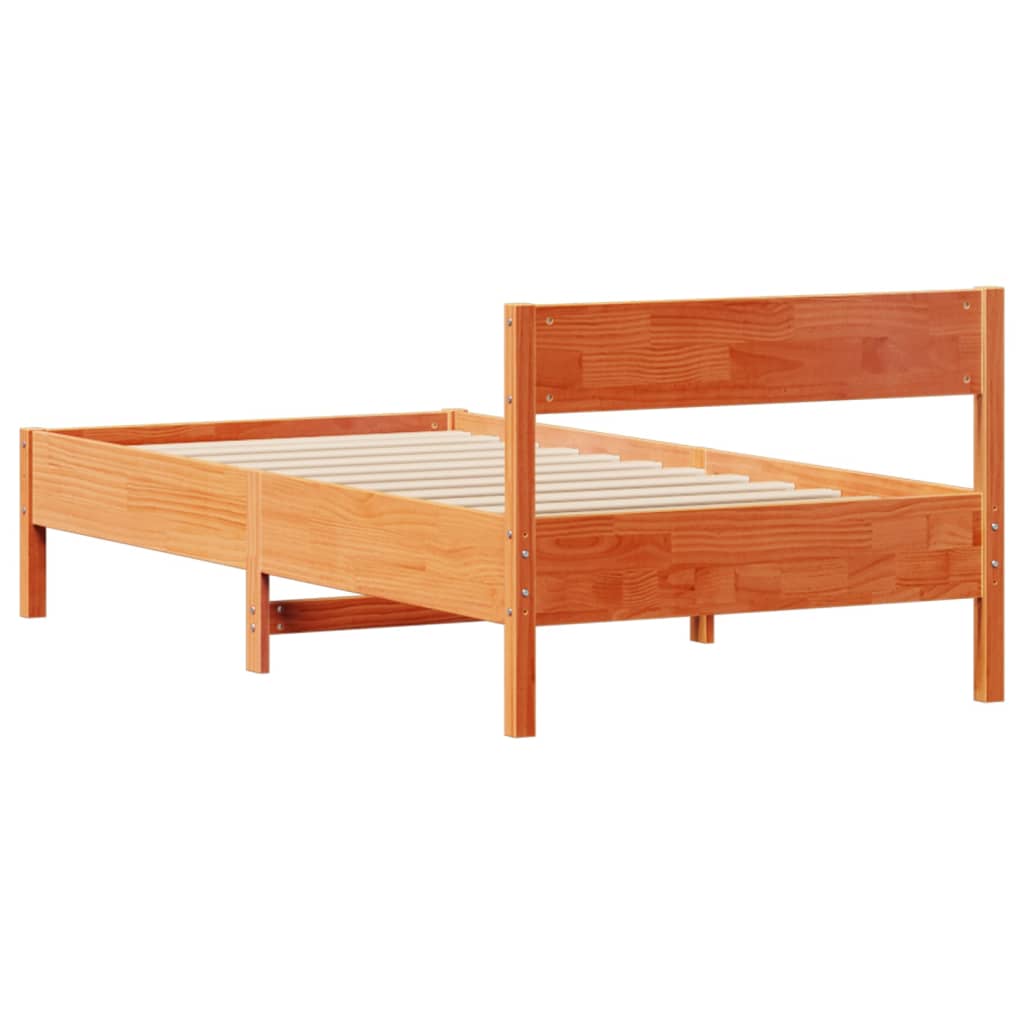 Bed Frame without Mattress Wax Brown 100x200 cm Solid Wood Pine