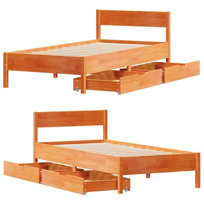 Bed Frame without Mattress Wax Brown 100x200 cm Solid Wood Pine