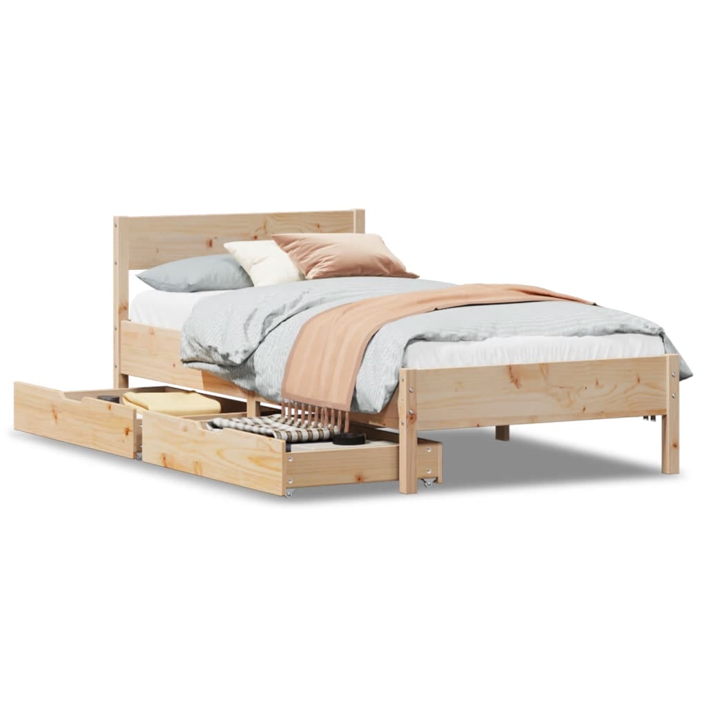 Bed Frame without Mattress 90x200 cm Solid Wood Pine