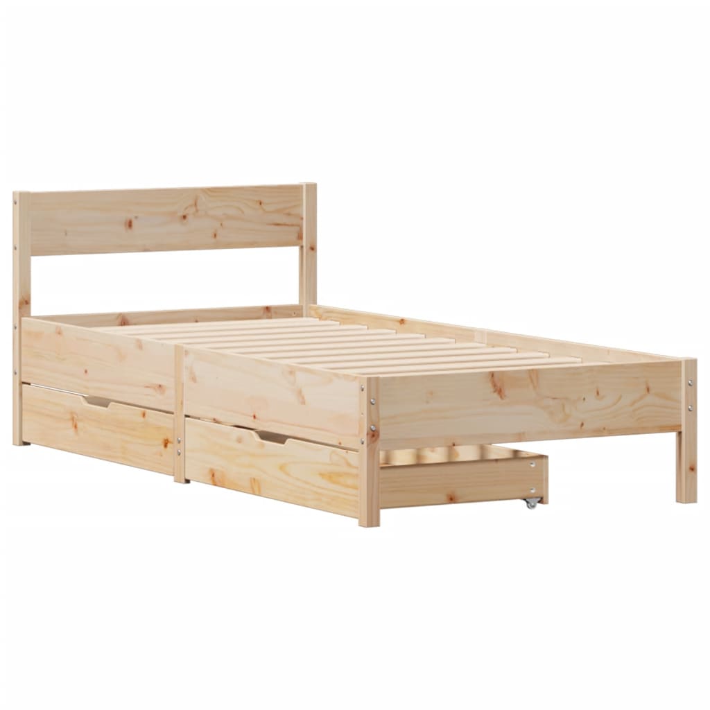 Bed Frame without Mattress 90x200 cm Solid Wood Pine