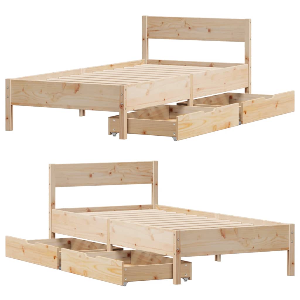 Bed Frame without Mattress 90x200 cm Solid Wood Pine