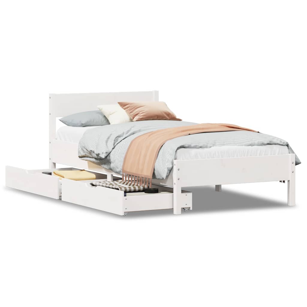 Bed Frame without Mattress White 90x200 cm Solid Wood Pine