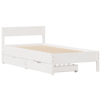 Bed Frame without Mattress White 90x200 cm Solid Wood Pine