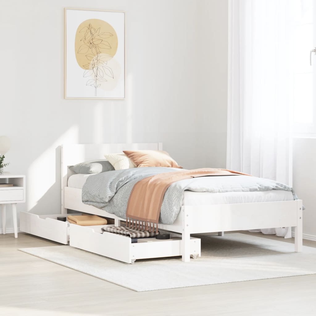 Bed Frame without Mattress White 90x200 cm Solid Wood Pine