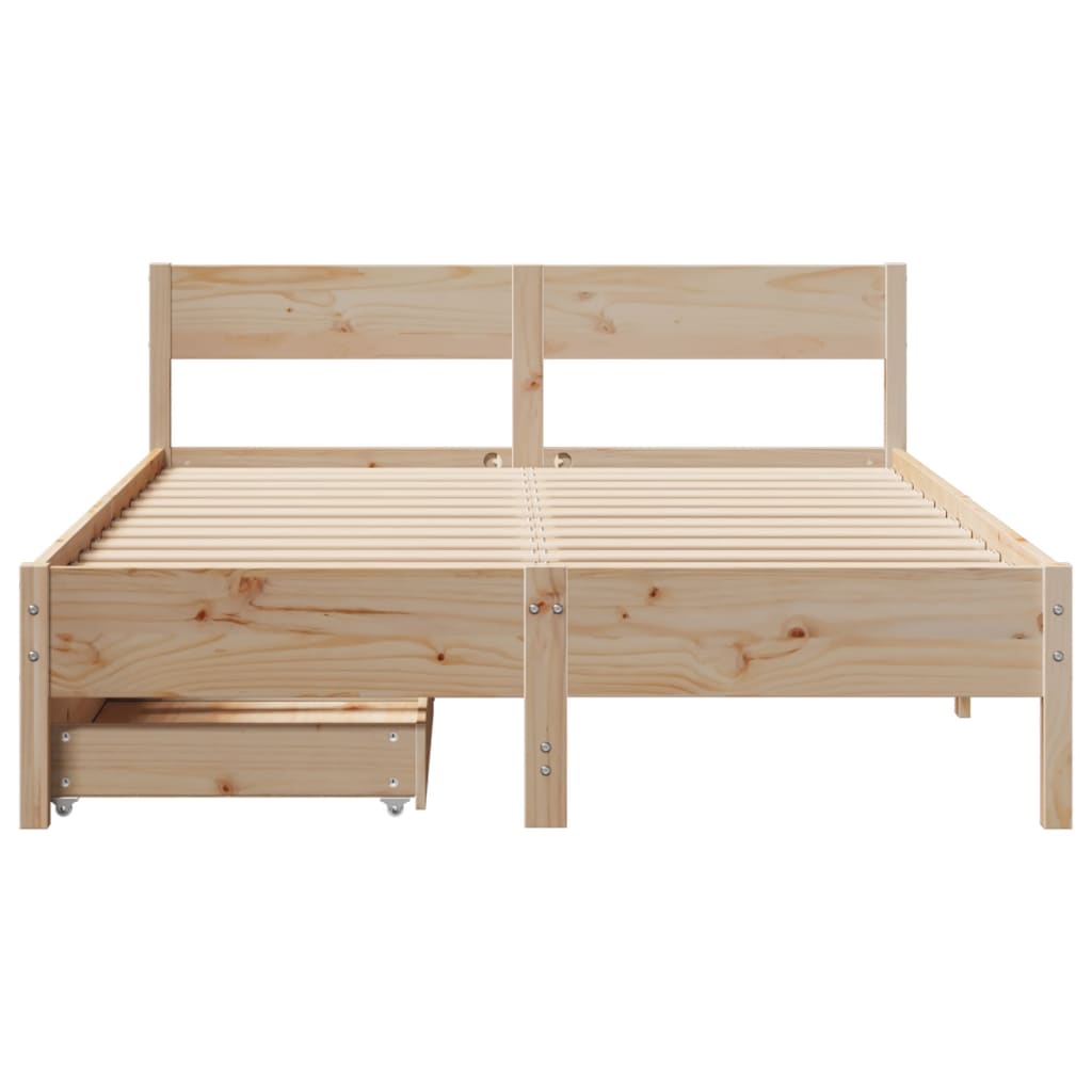 Bed Frame without Mattress 140x190 cm Solid Wood Pine