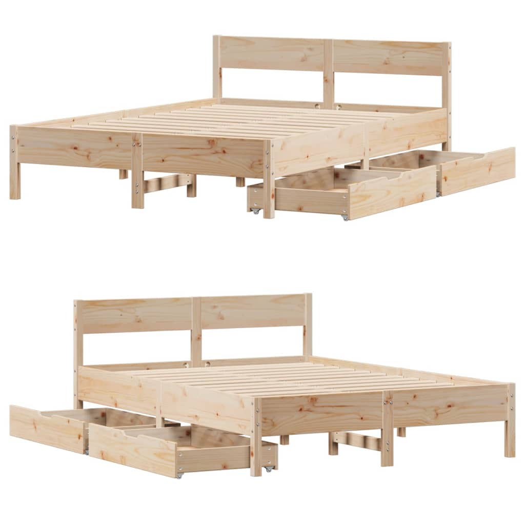 Bed Frame without Mattress 140x190 cm Solid Wood Pine