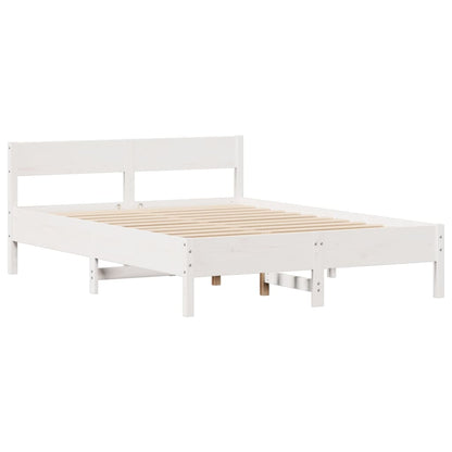 Bed Frame without Mattress White 140x190 cm Solid Wood Pine