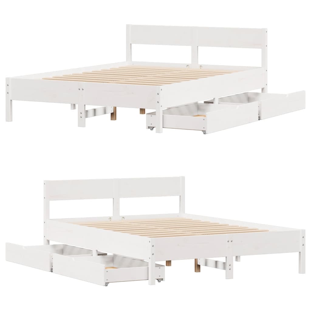 Bed Frame without Mattress White 140x190 cm Solid Wood Pine