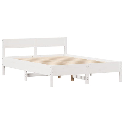 Bed Frame without Mattress White 135x190 cm Double Solid Wood Pine