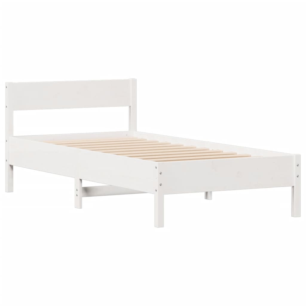 Bed Frame without Mattress White 90x190 cm Single Solid Wood Pine