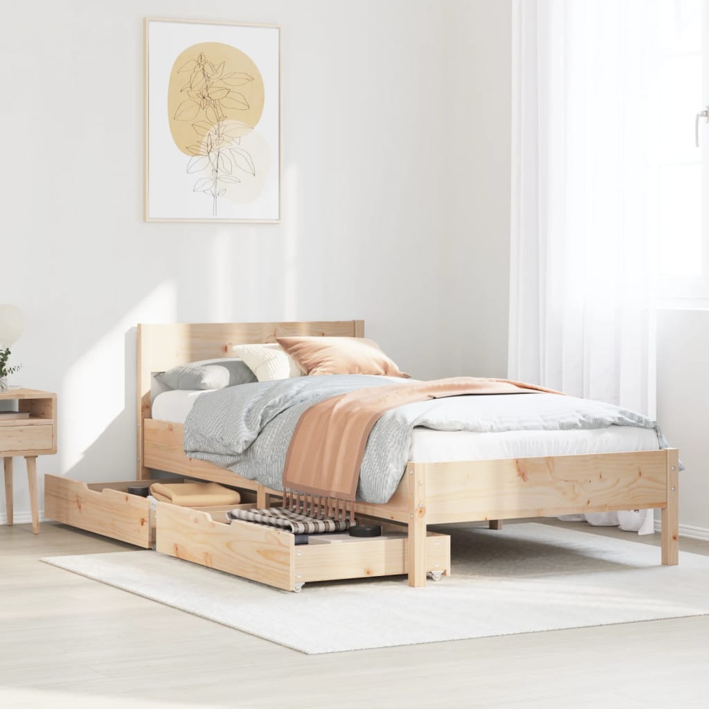 Bed Frame without Mattress 75x190 cm Small Single Solid Wood Pine