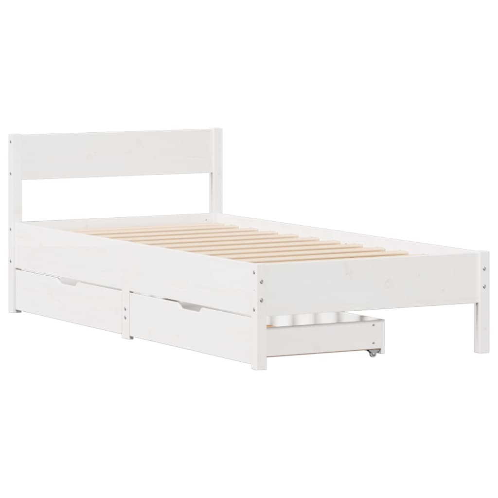 Bed Frame without Mattress White 75x190 cm Small Single Solid Wood Pine