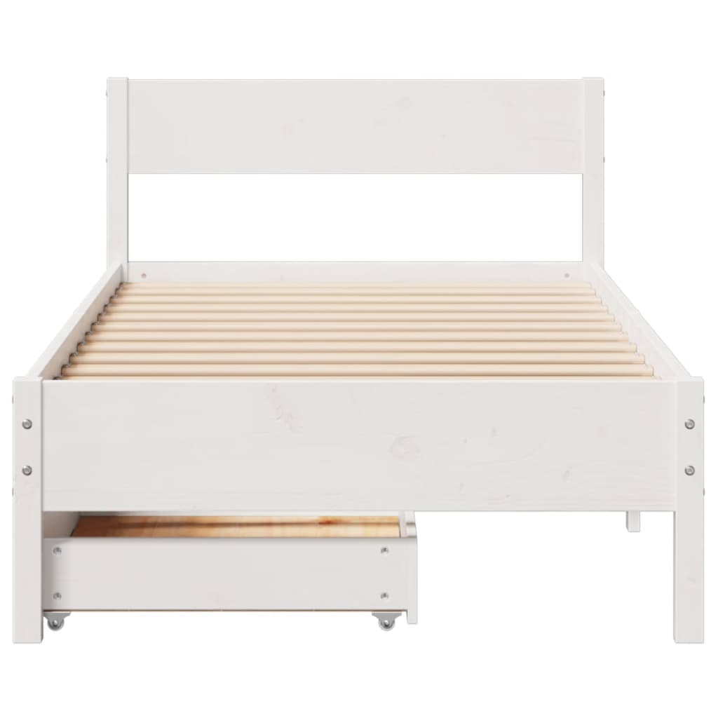 Bed Frame without Mattress White 75x190 cm Small Single Solid Wood Pine