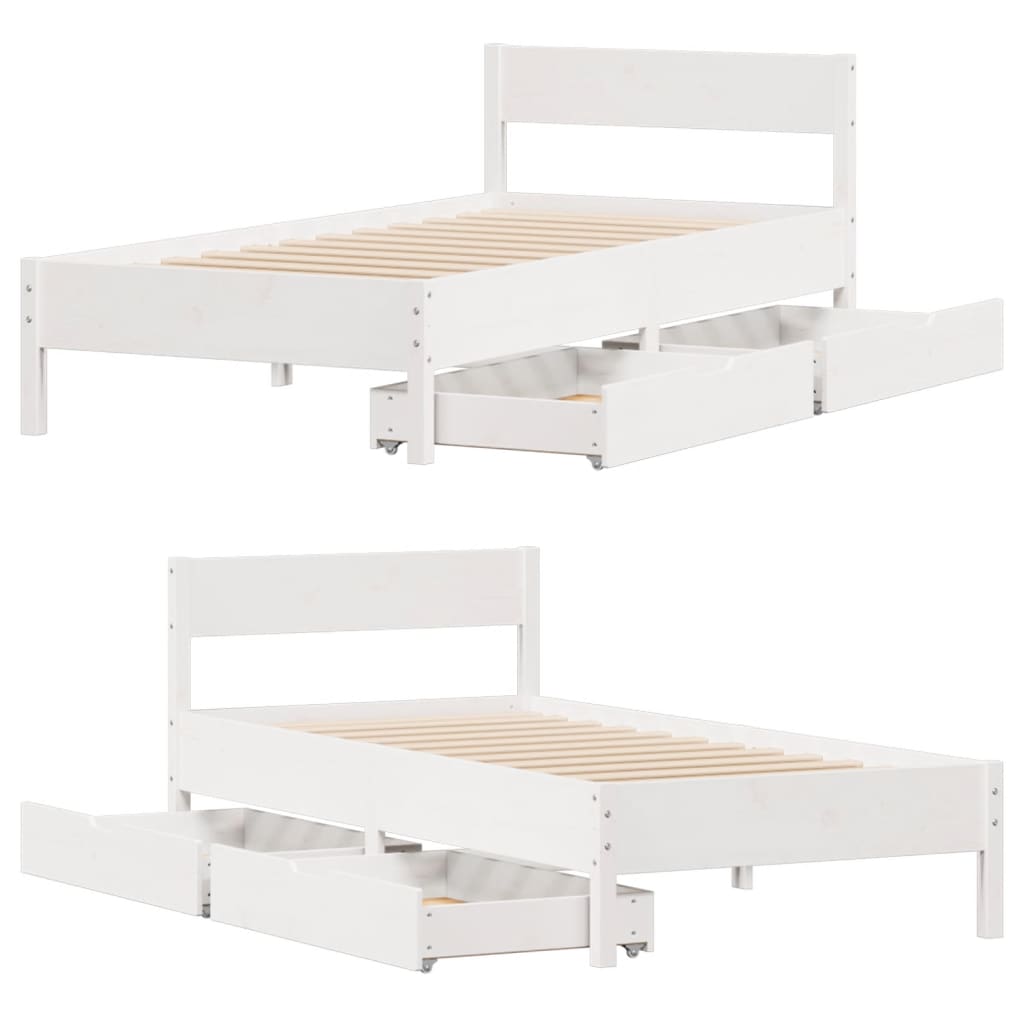 Bed Frame without Mattress White 75x190 cm Small Single Solid Wood Pine