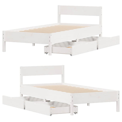 Bed Frame without Mattress White 75x190 cm Small Single Solid Wood Pine