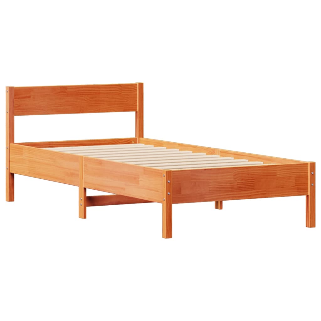 Bed Frame without Mattress Wax Brown 75x190 cm Small Single Solid Wood Pine