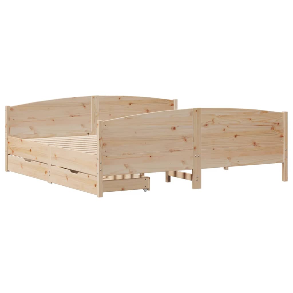 Bed Frame without Mattress 200x200 cm Solid Wood Pine