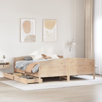 Bed Frame without Mattress 200x200 cm Solid Wood Pine