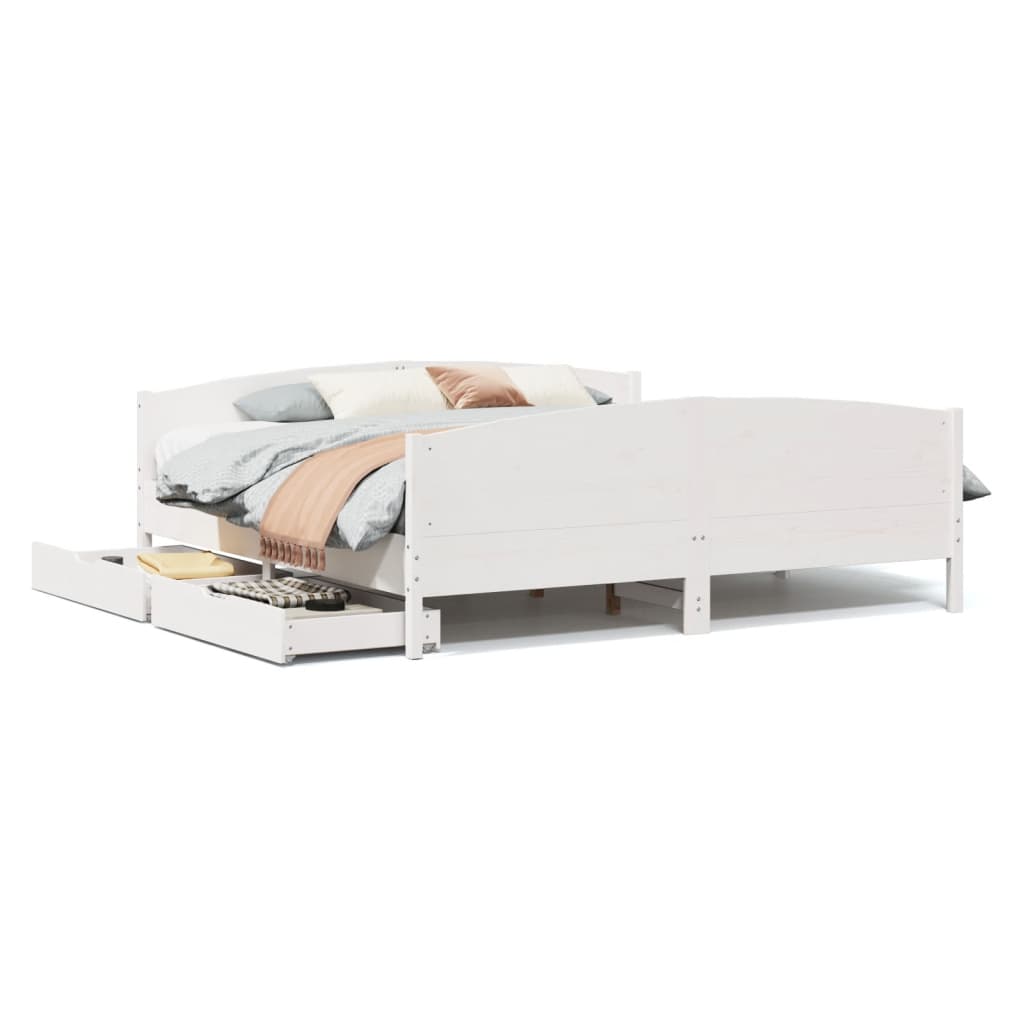 Bed Frame without Mattress White 200x200 cm Solid Wood Pine