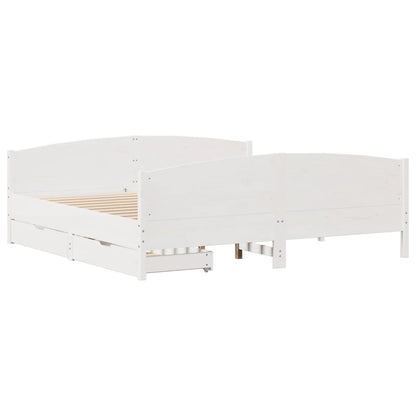 Bed Frame without Mattress White 200x200 cm Solid Wood Pine