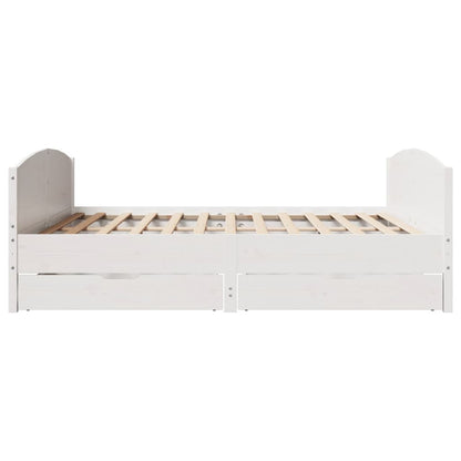 Bed Frame without Mattress White 200x200 cm Solid Wood Pine