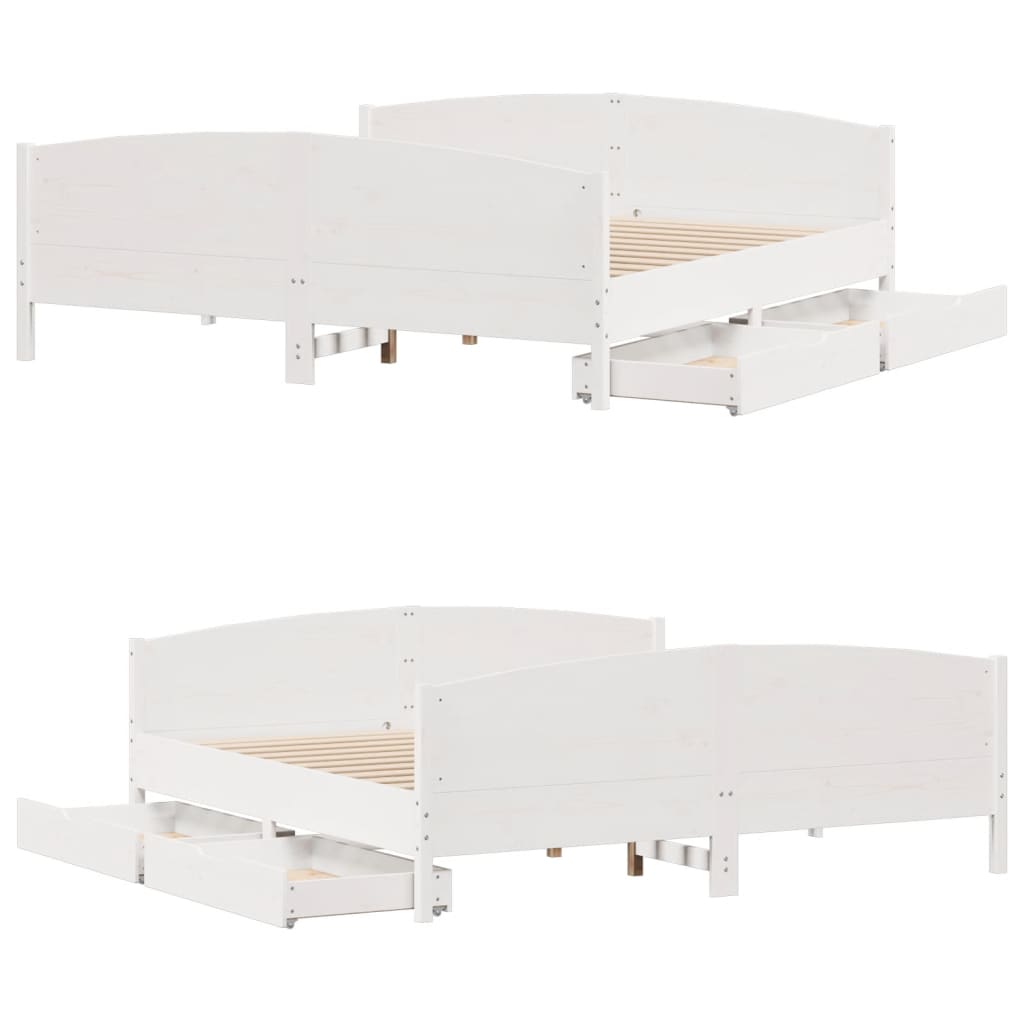 Bed Frame without Mattress White 200x200 cm Solid Wood Pine