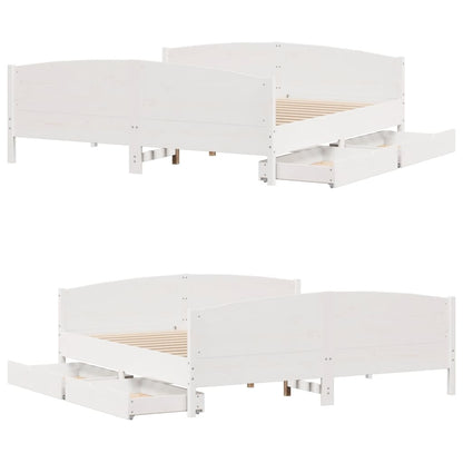 Bed Frame without Mattress White 200x200 cm Solid Wood Pine