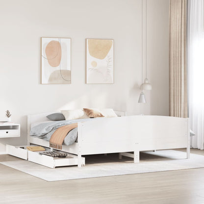 Bed Frame without Mattress White 200x200 cm Solid Wood Pine