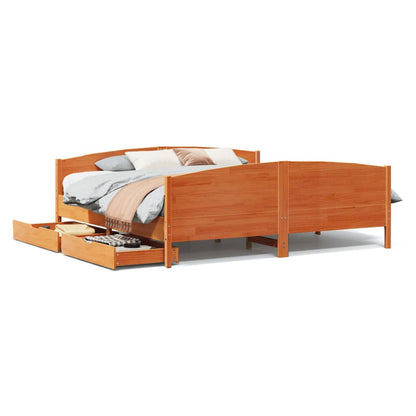 Bed Frame without Mattress Wax Brown 200x200 cm Solid Wood Pine