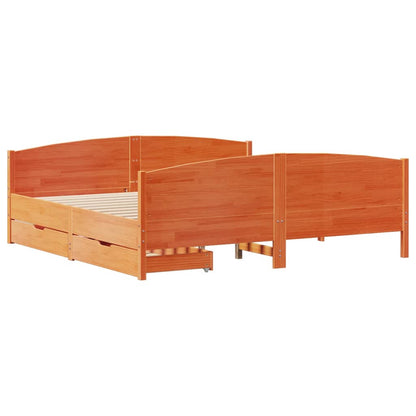 Bed Frame without Mattress Wax Brown 200x200 cm Solid Wood Pine