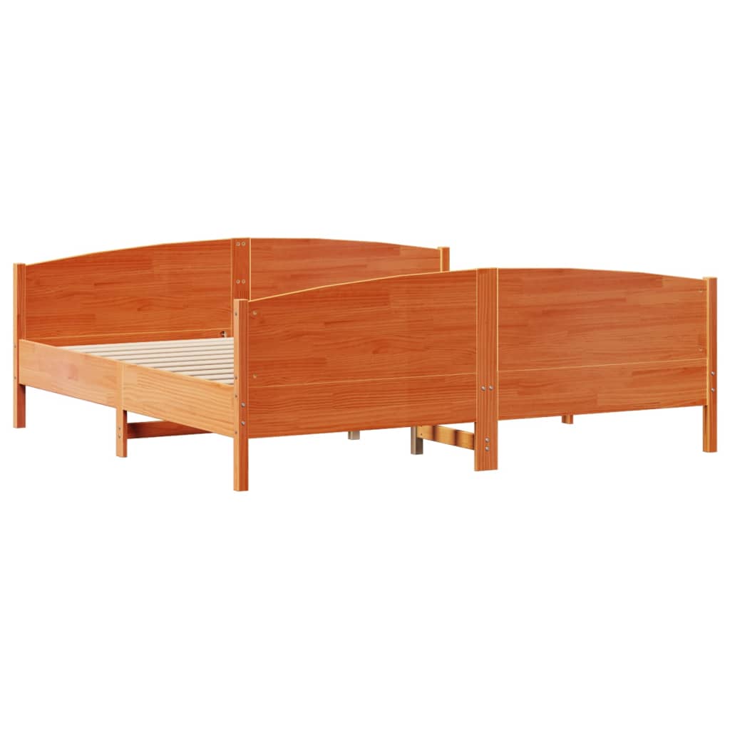 Bed Frame without Mattress Wax Brown 200x200 cm Solid Wood Pine