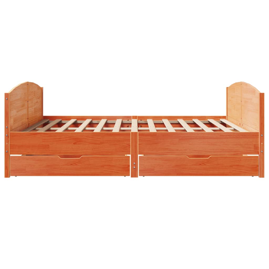 Bed Frame without Mattress Wax Brown 200x200 cm Solid Wood Pine