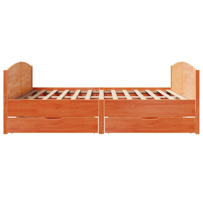 Bed Frame without Mattress Wax Brown 200x200 cm Solid Wood Pine