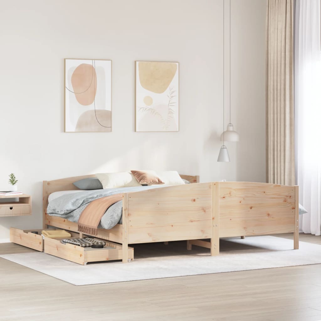 Bed Frame without Mattress 180x200 cm Super King Solid Wood Pine