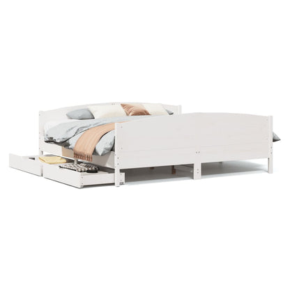 Bed Frame without Mattress White 180x200 cm Super King Solid Wood Pine