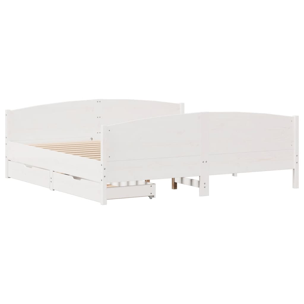 Bed Frame without Mattress White 180x200 cm Super King Solid Wood Pine