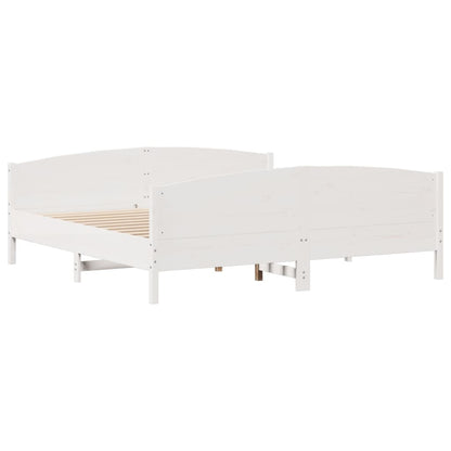 Bed Frame without Mattress White 180x200 cm Super King Solid Wood Pine